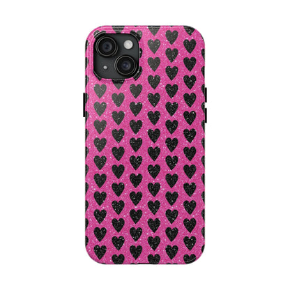 Black Hearts Glitter iPhone Case - BOGO Cases