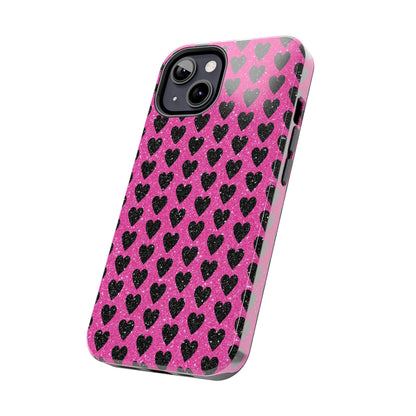 Black Hearts Glitter iPhone Case - BOGO Cases