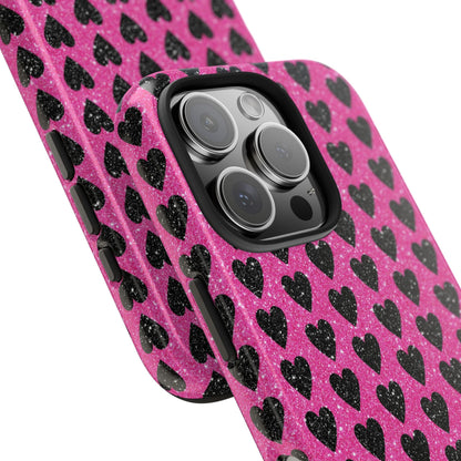 Black Hearts Glitter iPhone Case - BOGO Cases