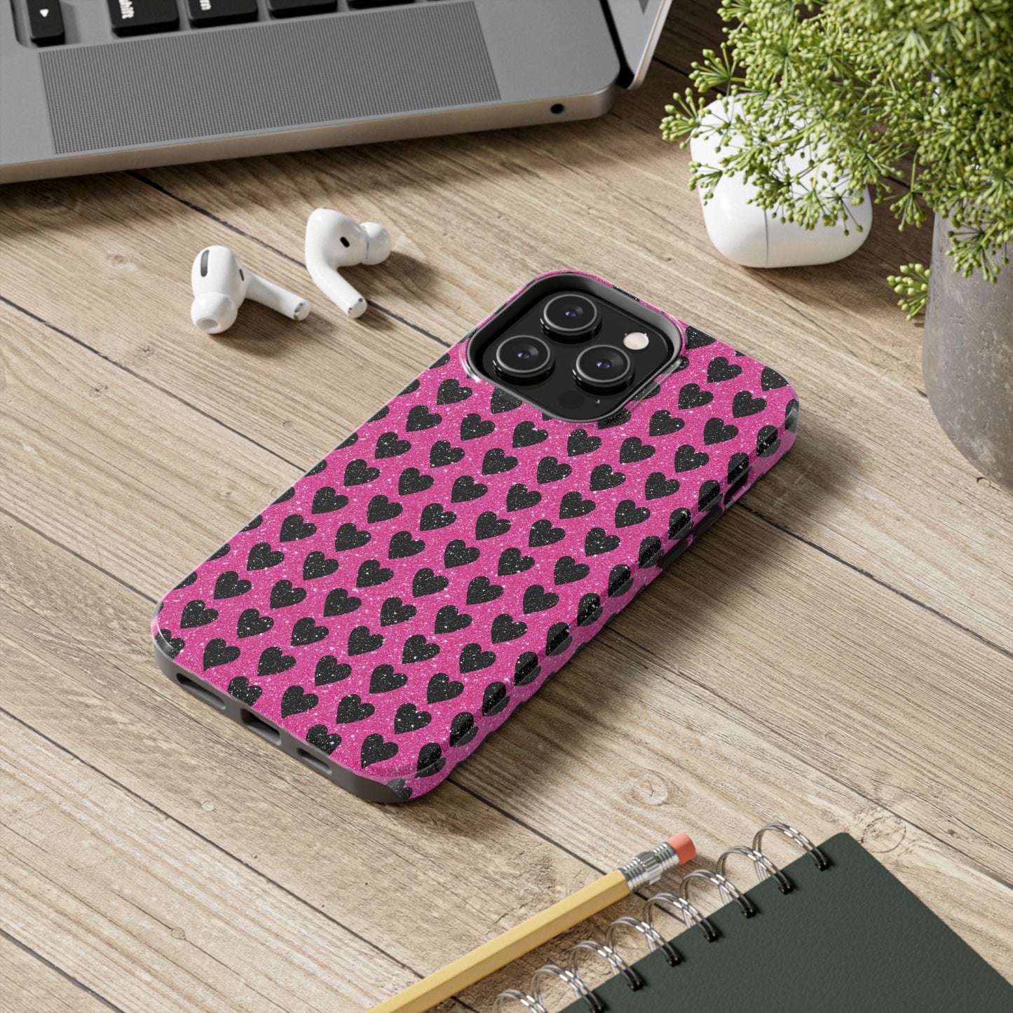 Black Hearts Glitter iPhone Case - BOGO Cases