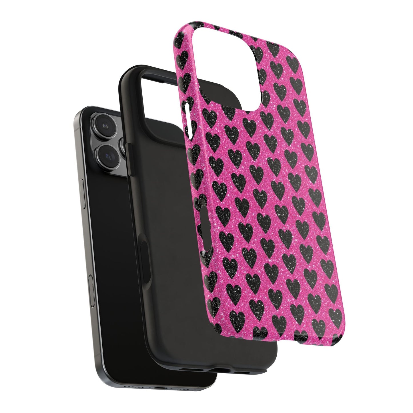 Black Hearts Glitter iPhone Case - BOGO Cases