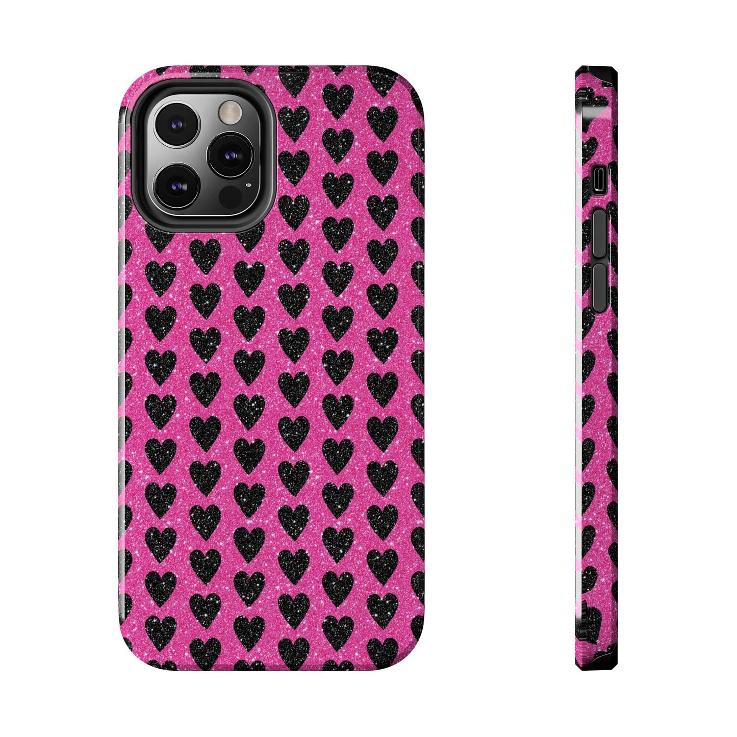 Black Hearts Glitter iPhone Case - BOGO Cases