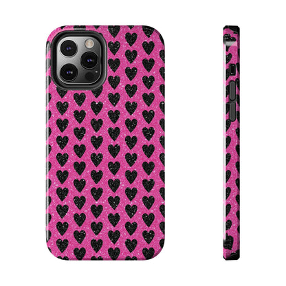 Black Hearts Glitter iPhone Case - BOGO Cases