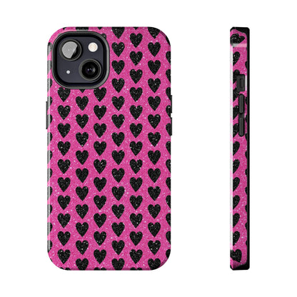 Black Hearts Glitter iPhone Case - BOGO Cases