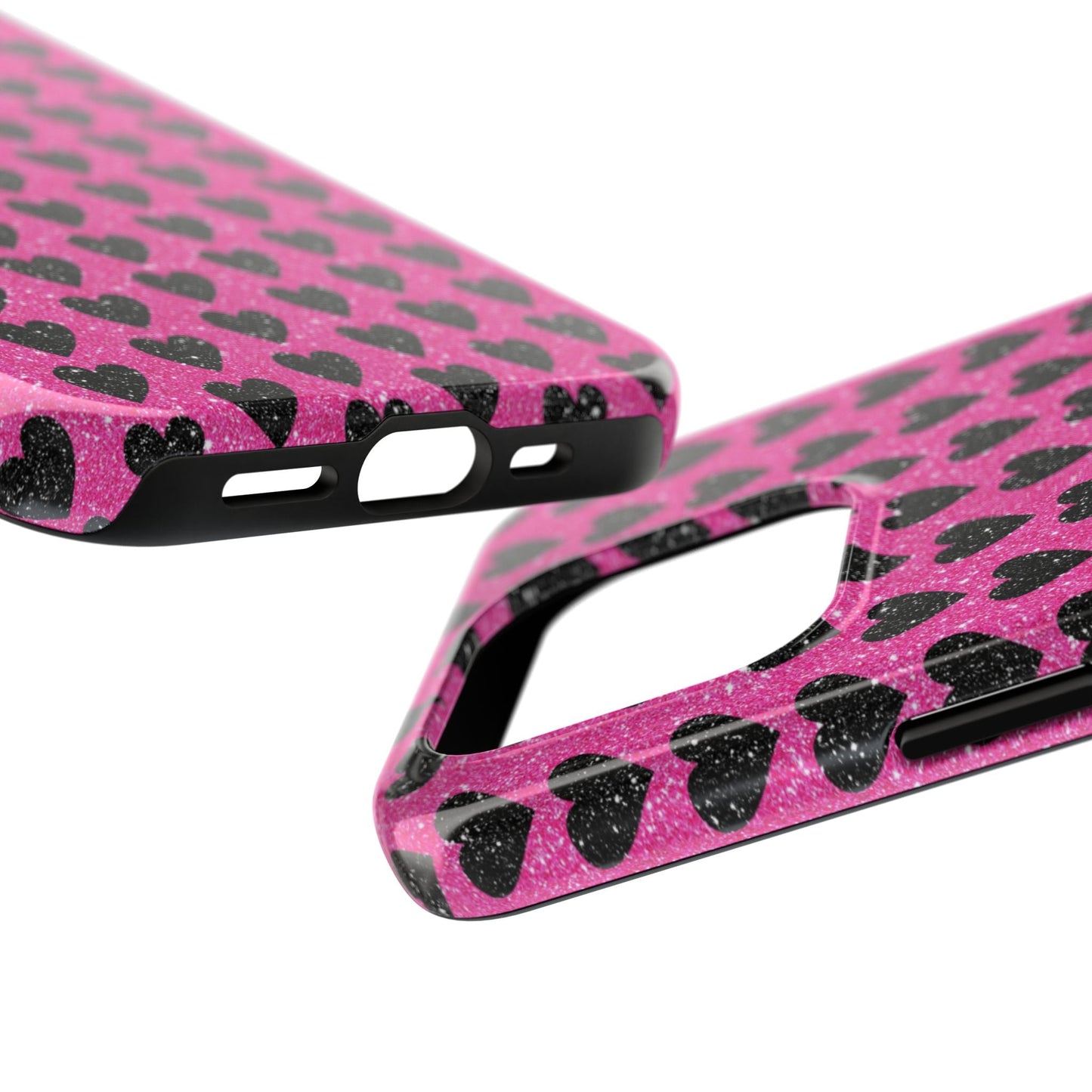 Black Hearts Glitter iPhone Case - BOGO Cases