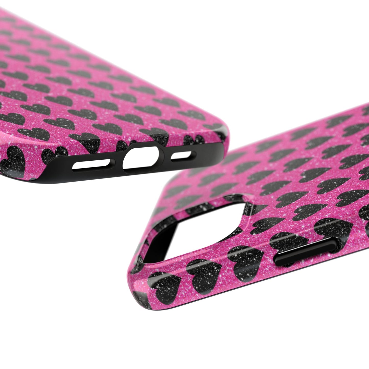 Black Hearts Glitter iPhone Case - BOGO Cases