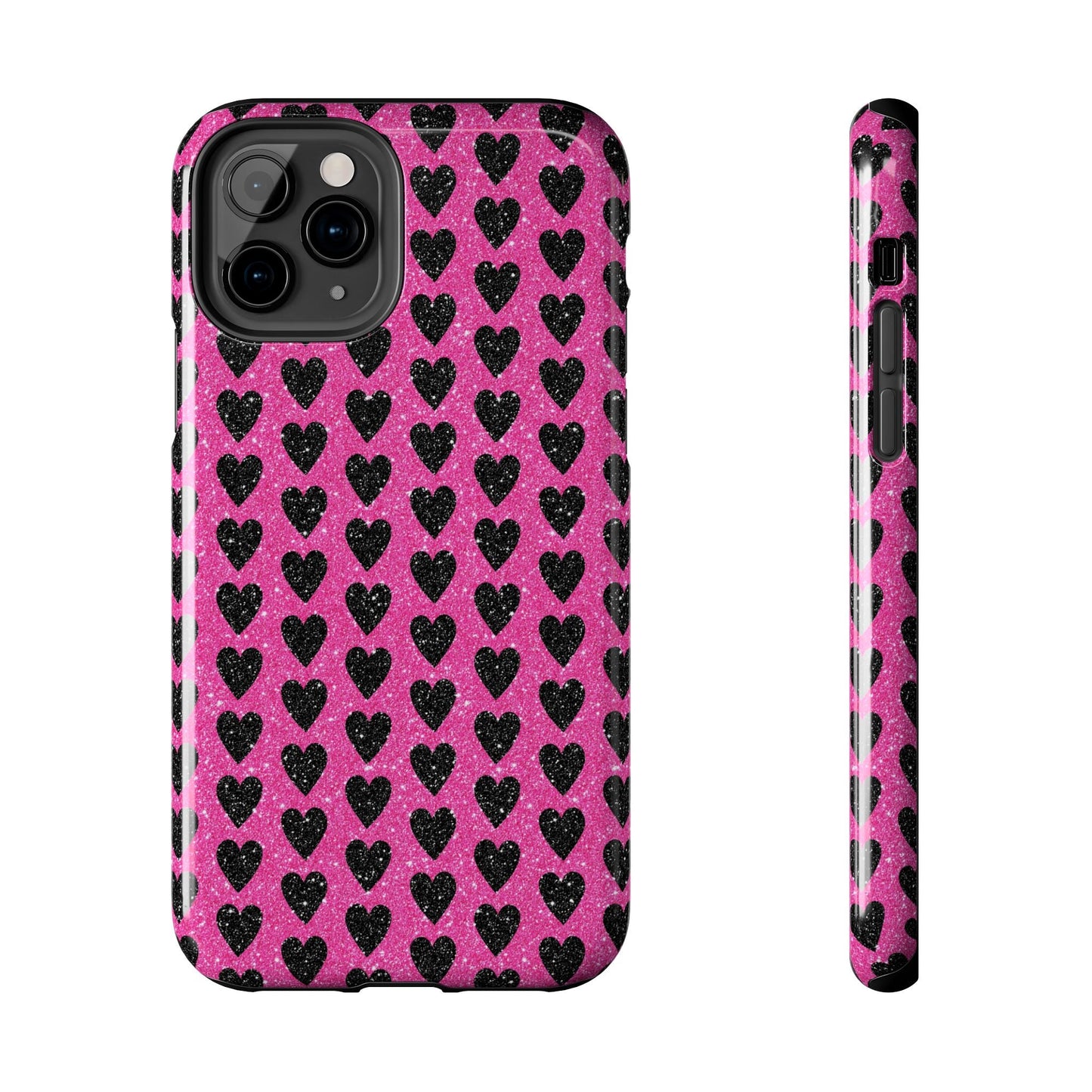Black Hearts Glitter iPhone Case - BOGO Cases