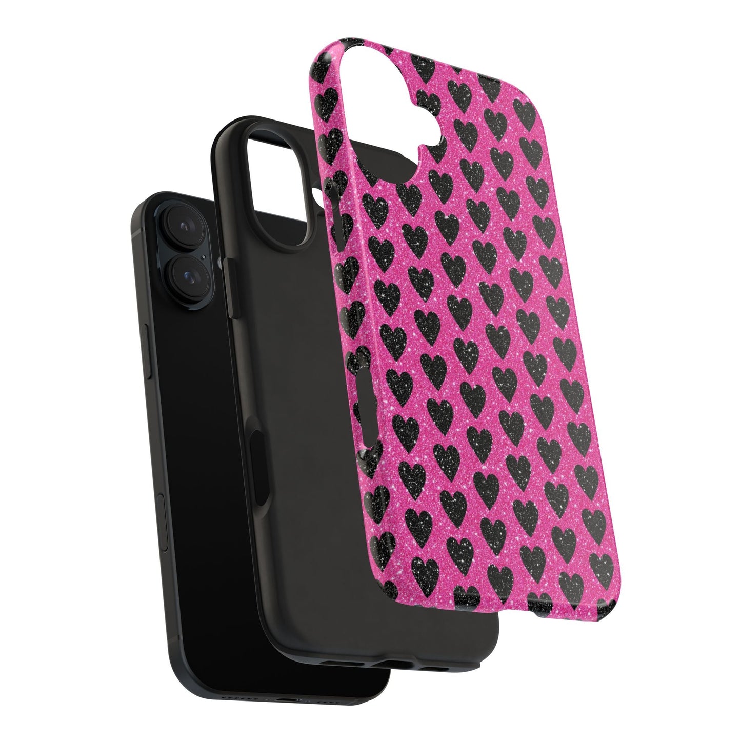 Black Hearts Glitter iPhone Case - BOGO Cases