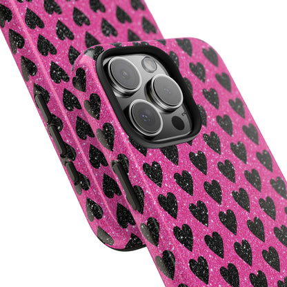 Black Hearts Glitter iPhone Case - BOGO Cases