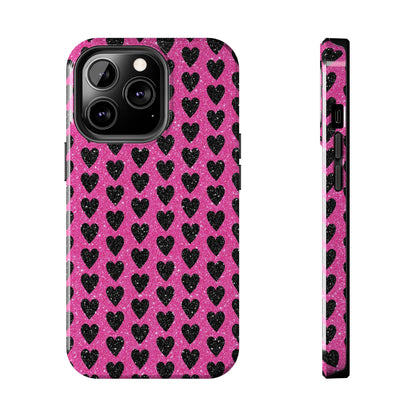 Black Hearts Glitter iPhone Case - BOGO Cases