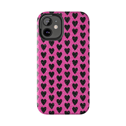 Black Hearts Glitter iPhone Case - BOGO Cases