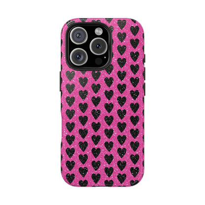 Black Hearts Glitter iPhone Case - BOGO Cases