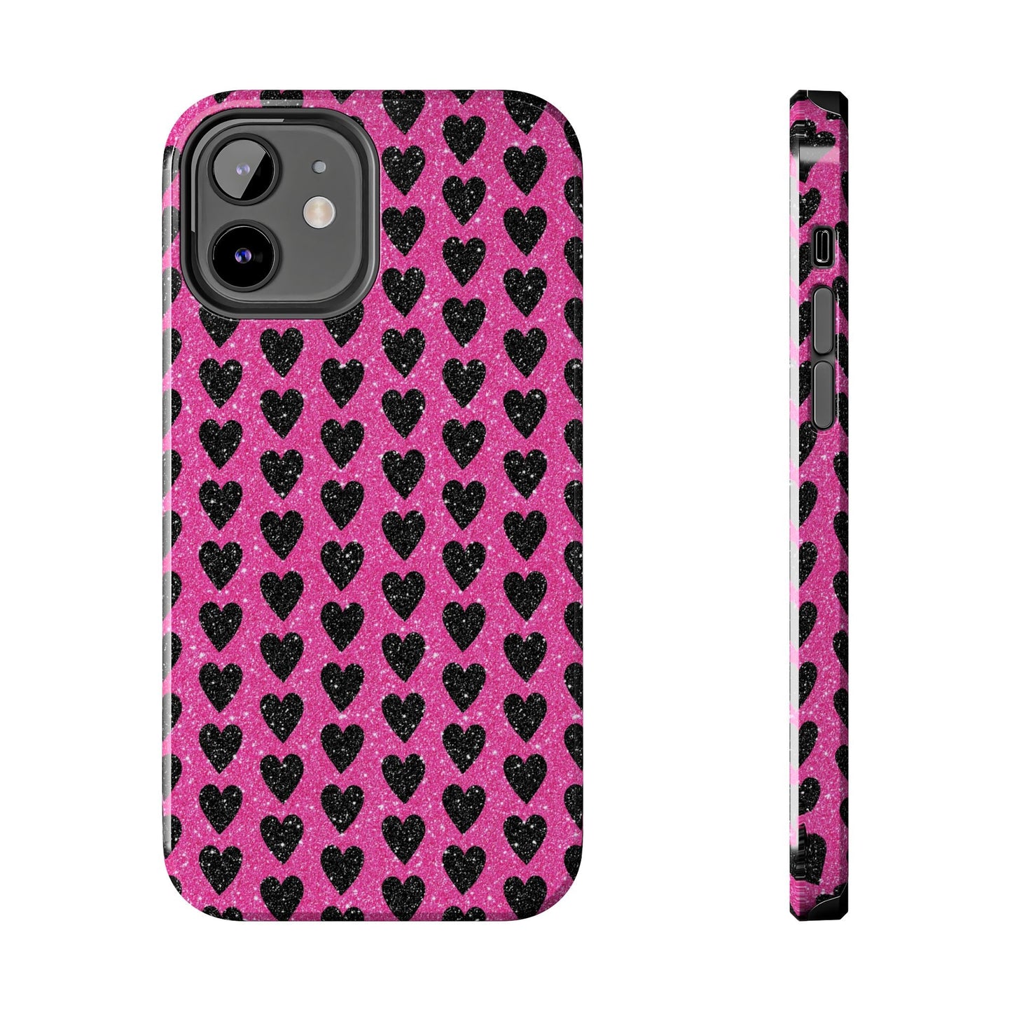 Black Hearts Glitter iPhone Case - BOGO Cases