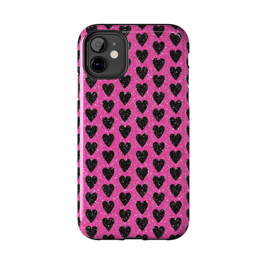 Black Hearts Glitter iPhone Case - BOGO Cases