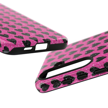 Black Hearts Glitter Samsung Galaxy Case - BOGO Cases