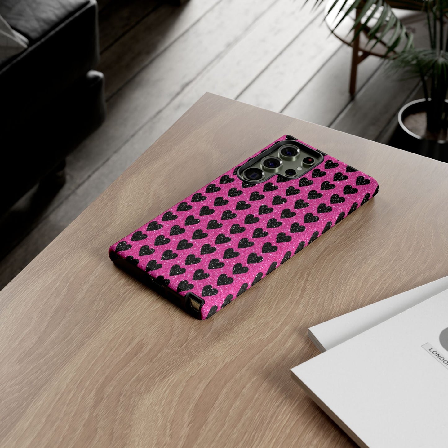 Black Hearts Glitter Samsung Galaxy Case - BOGO Cases