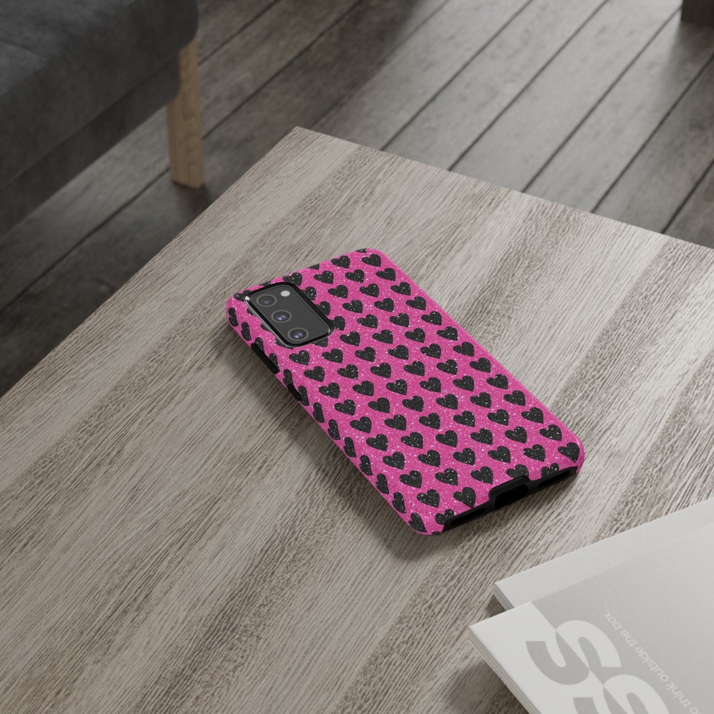 Black Hearts Glitter Samsung Galaxy Case - BOGO Cases