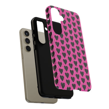 Black Hearts Glitter Samsung Galaxy Case - BOGO Cases