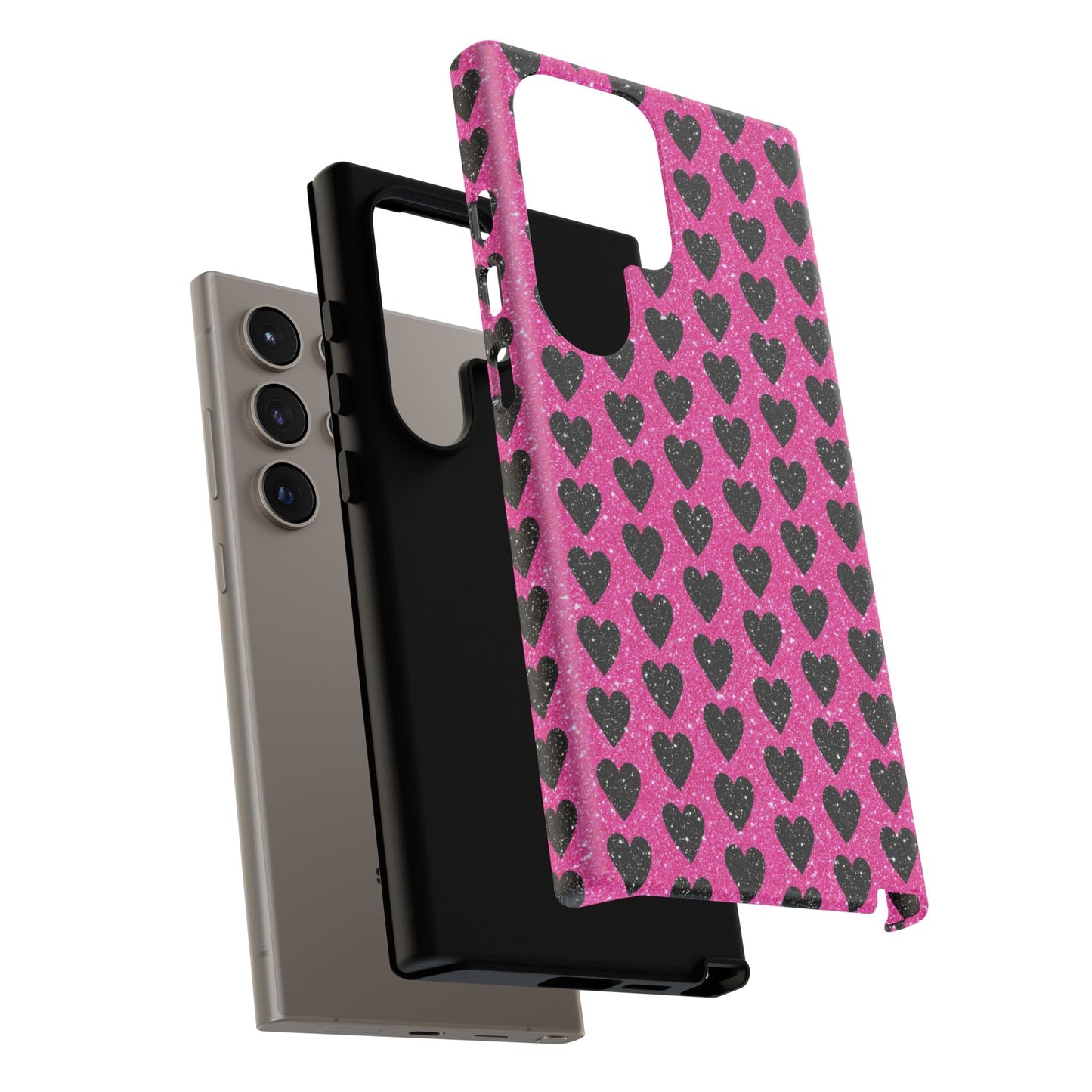 Black Hearts Glitter Samsung Galaxy Case - BOGO Cases