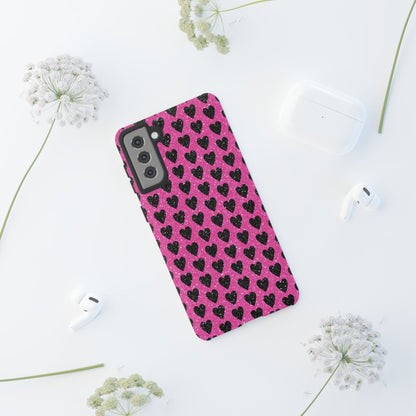 Black Hearts Glitter Samsung Galaxy Case - BOGO Cases