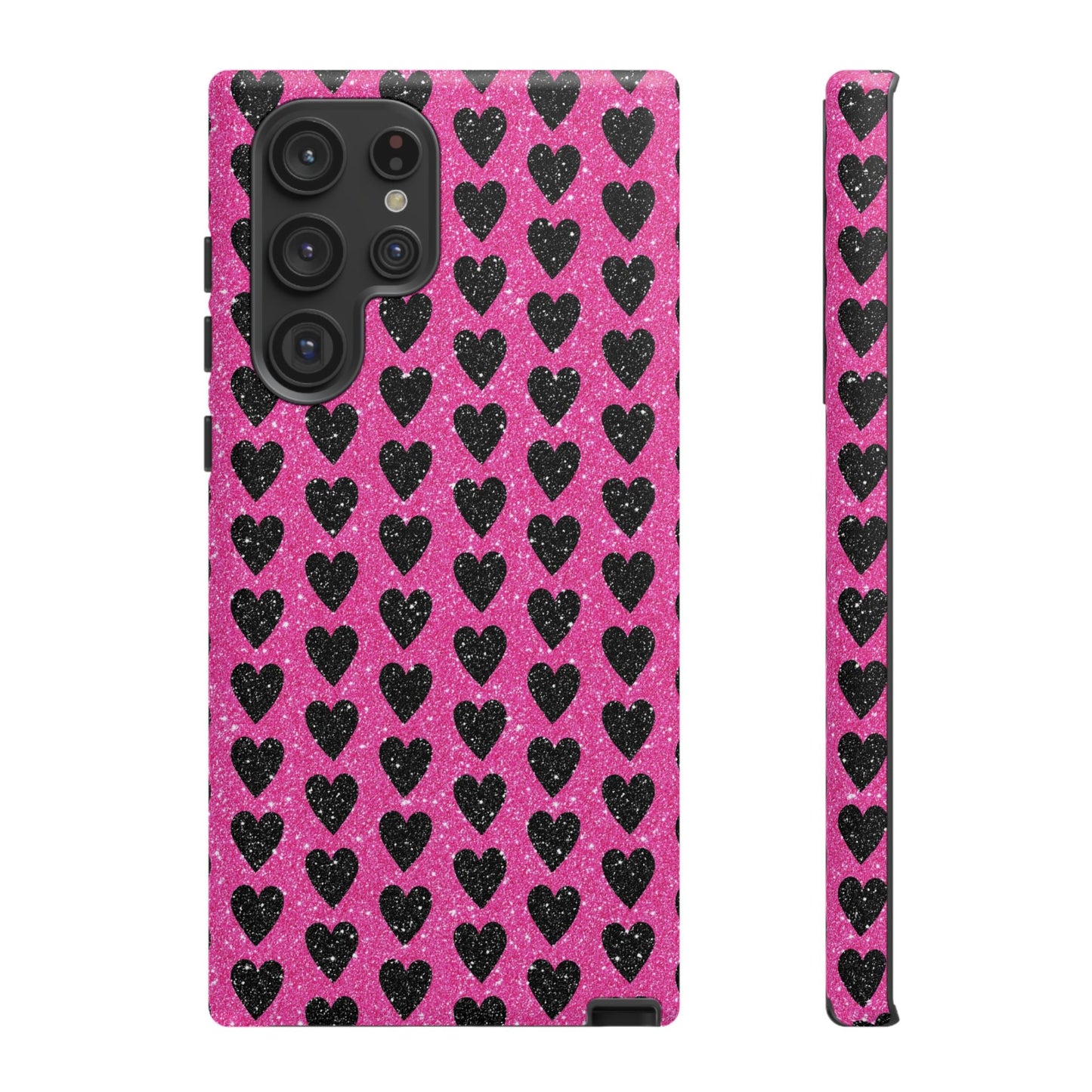 Black Hearts Glitter Samsung Galaxy Case - BOGO Cases