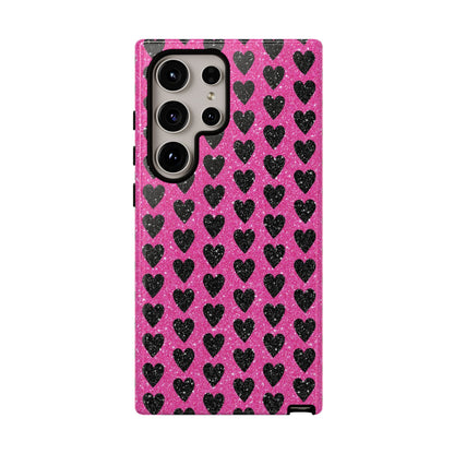 Black Hearts Glitter Samsung Galaxy Case - BOGO Cases