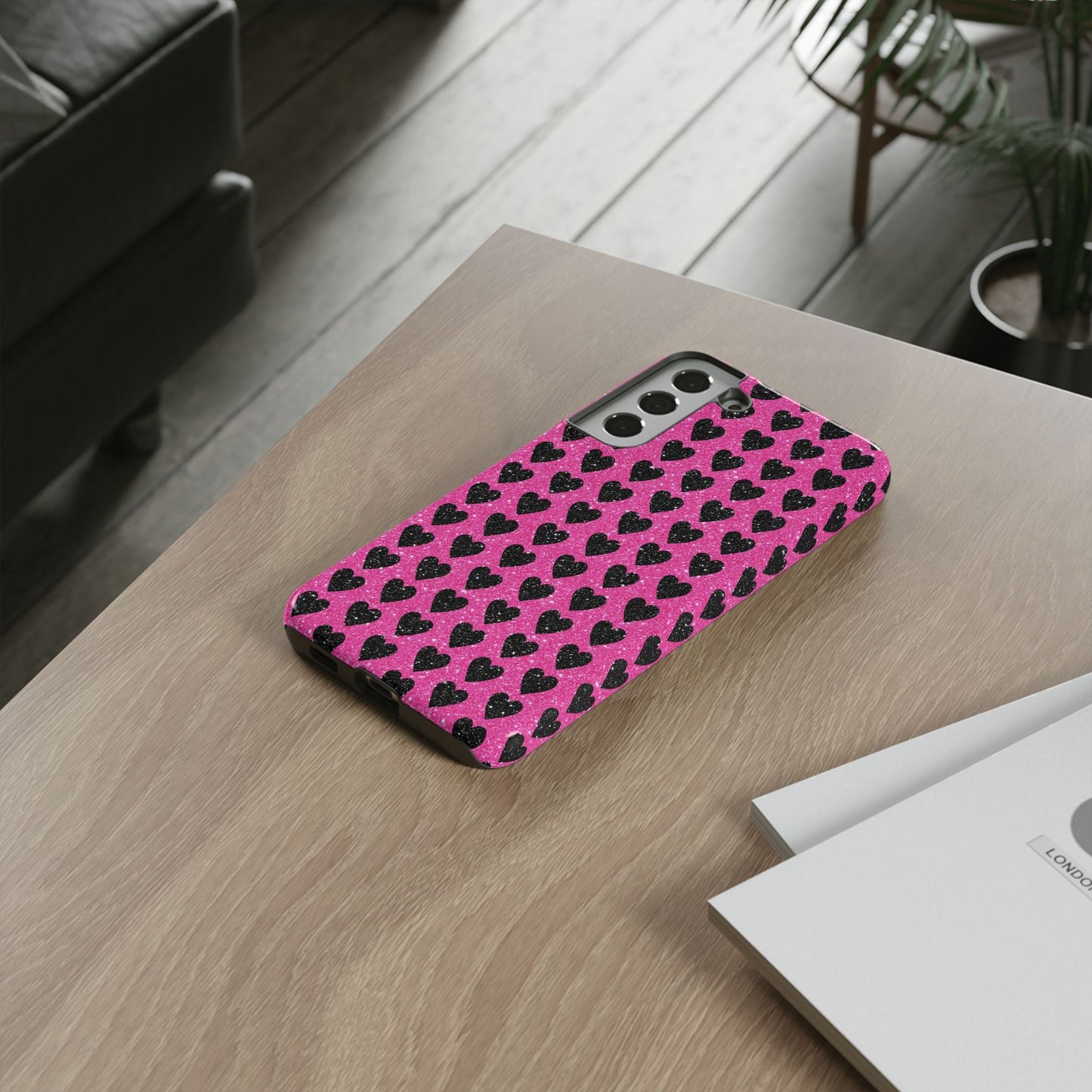Black Hearts Glitter Samsung Galaxy Case - BOGO Cases