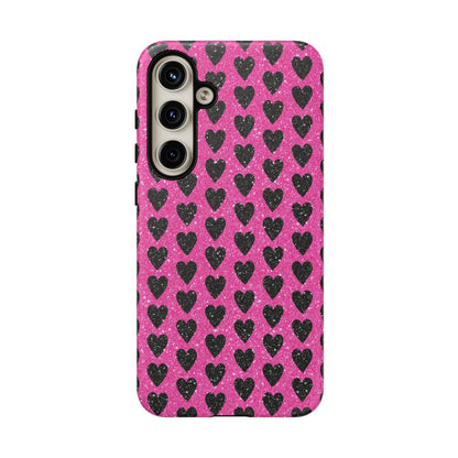 Black Hearts Glitter Samsung Galaxy Case - BOGO Cases
