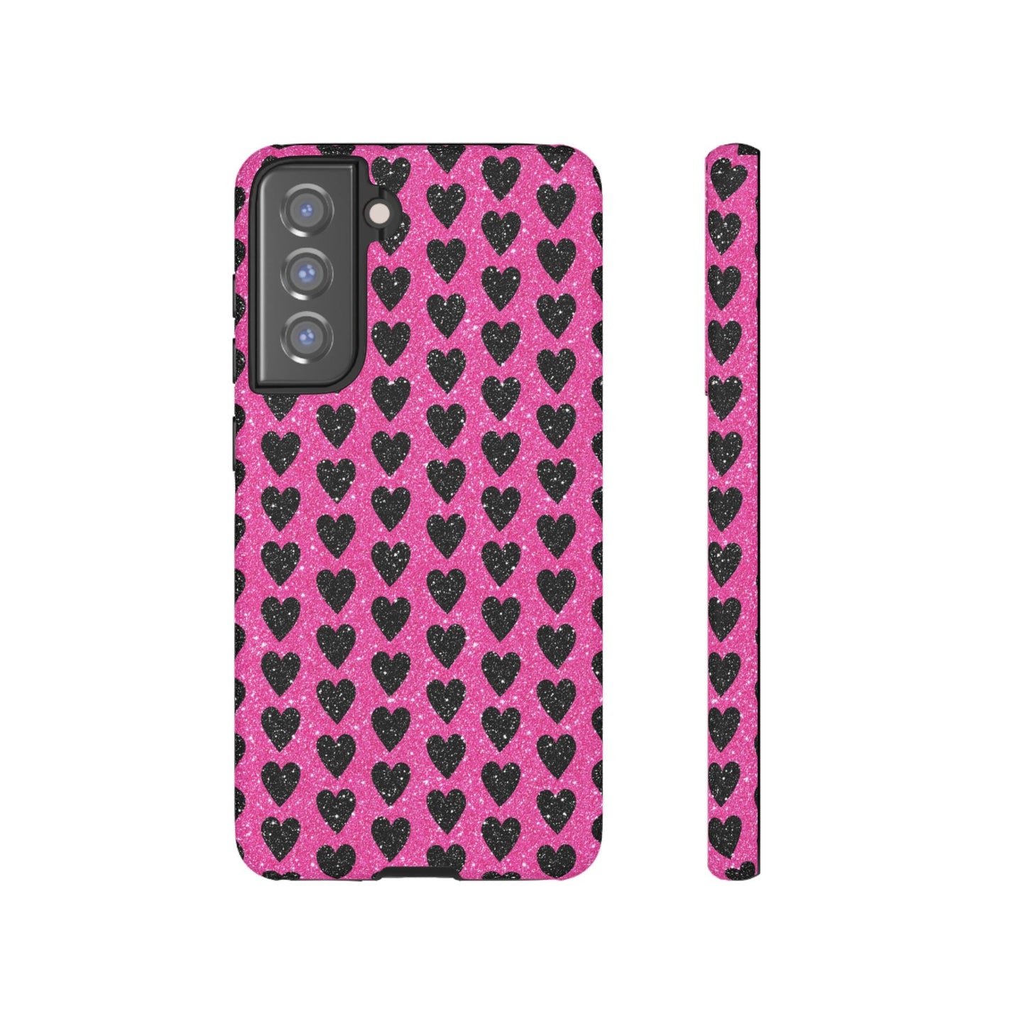 Black Hearts Glitter Samsung Galaxy Case - BOGO Cases