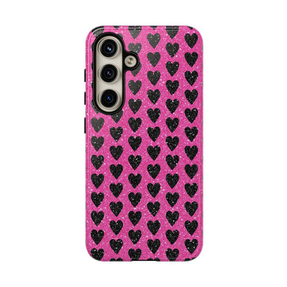 Black Hearts Glitter Samsung Galaxy Case - BOGO Cases