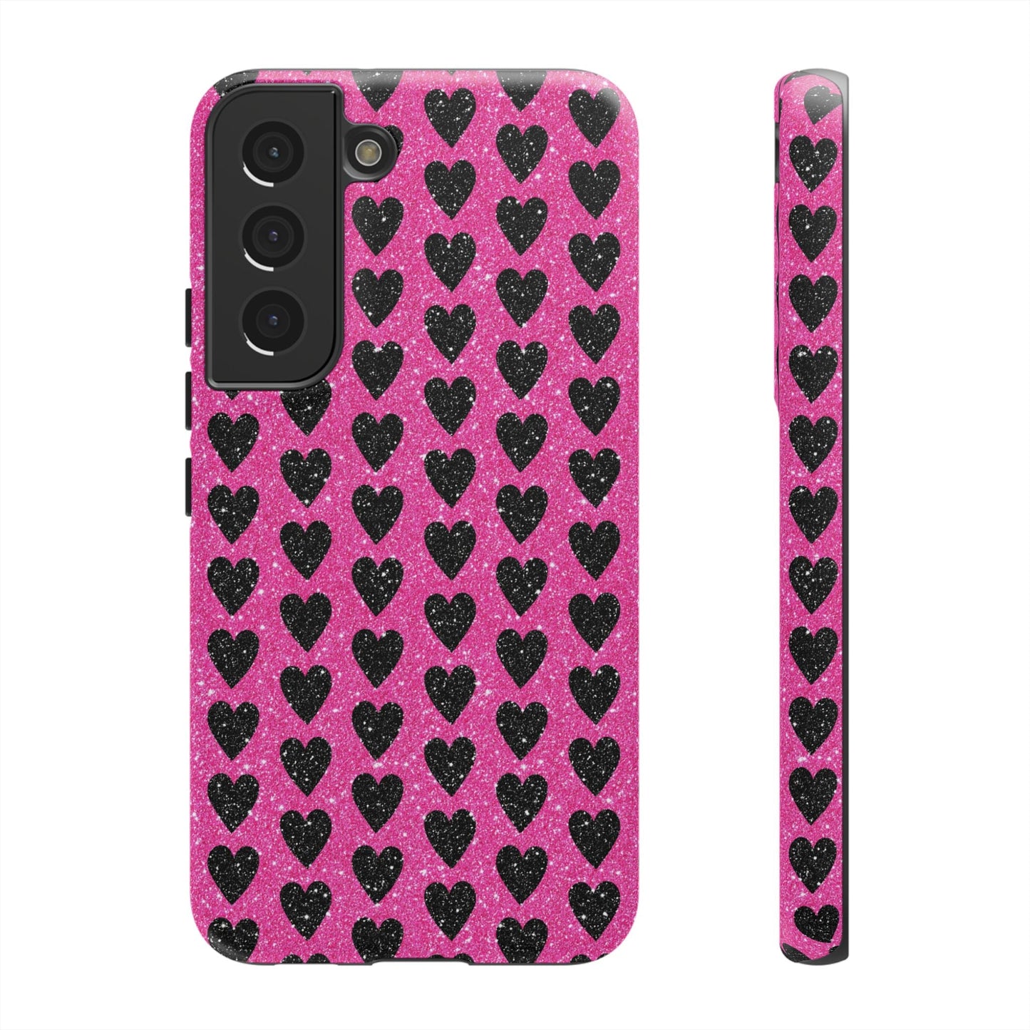 Black Hearts Glitter Samsung Galaxy Case - BOGO Cases