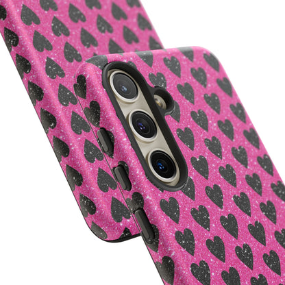 Black Hearts Glitter Samsung Galaxy Case - BOGO Cases