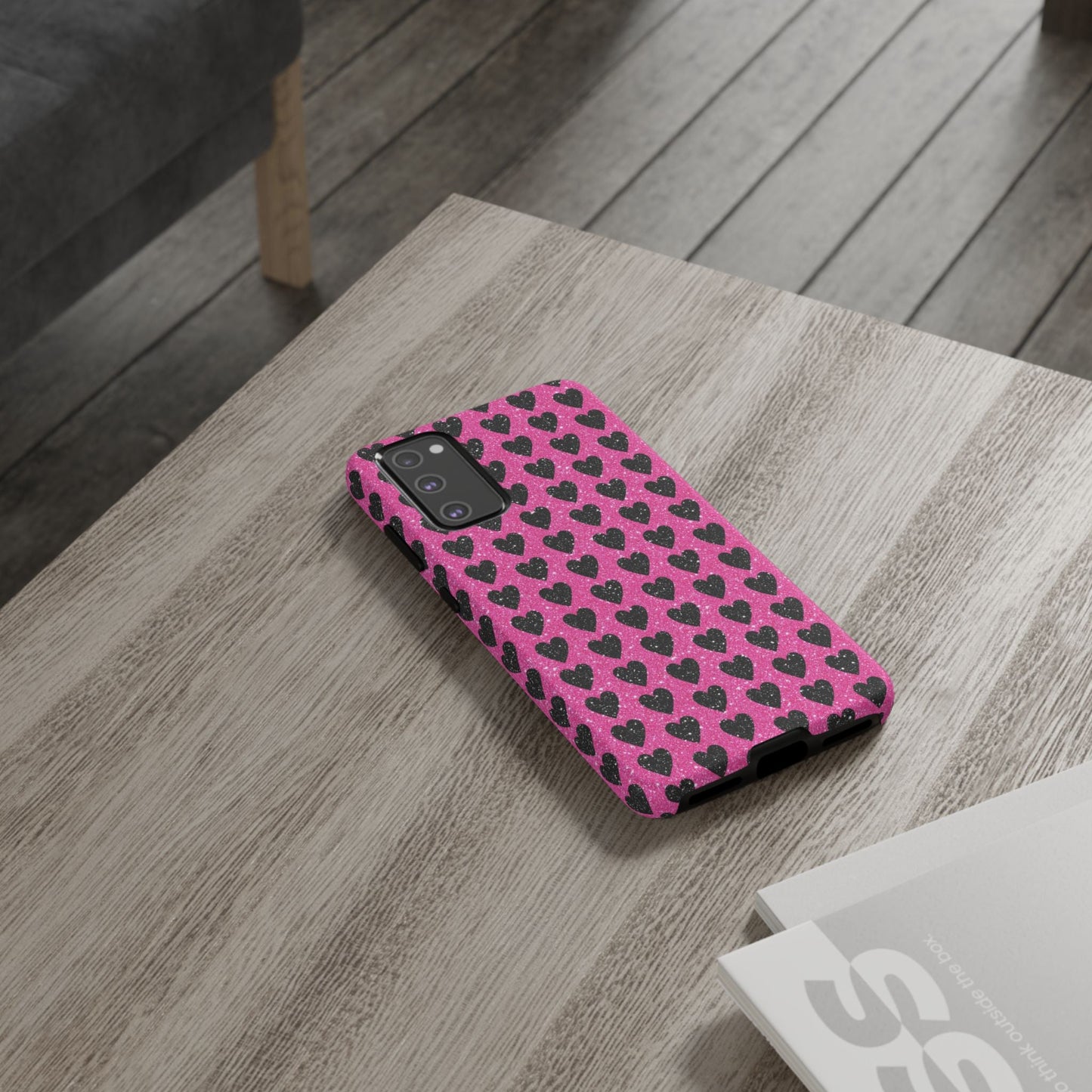 Black Hearts Glitter Samsung Galaxy Case - BOGO Cases