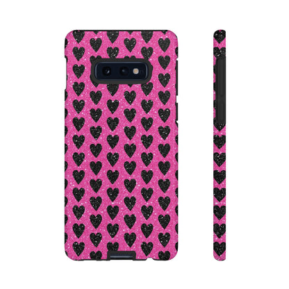 Black Hearts Glitter Samsung Galaxy Case - BOGO Cases