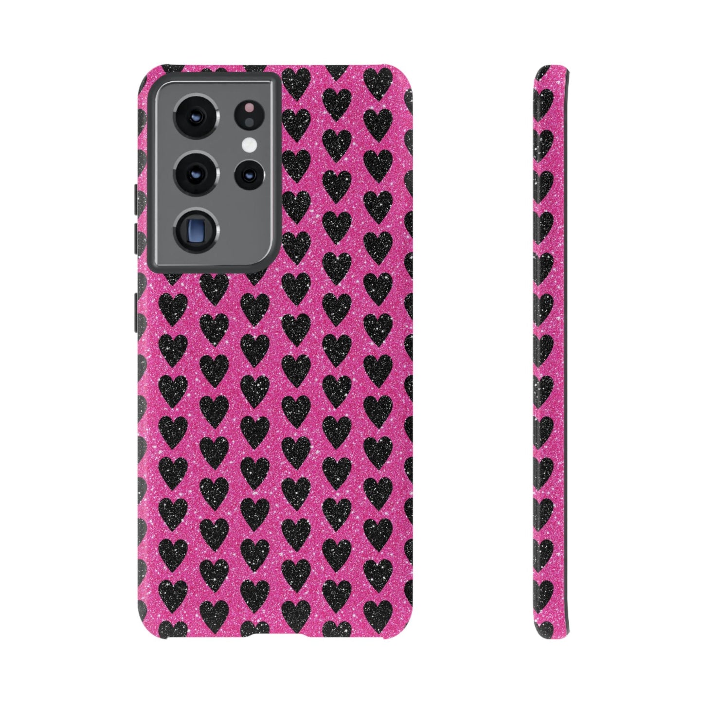 Black Hearts Glitter Samsung Galaxy Case - BOGO Cases