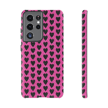 Black Hearts Glitter Samsung Galaxy Case - BOGO Cases