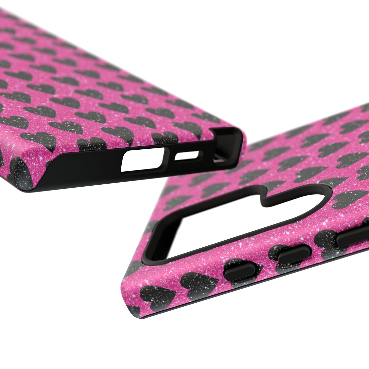 Black Hearts Glitter Samsung Galaxy Case - BOGO Cases