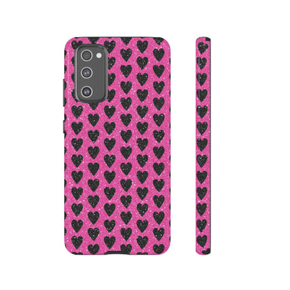 Black Hearts Glitter Samsung Galaxy Case - BOGO Cases