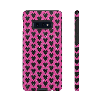 Black Hearts Glitter Samsung Galaxy Case - BOGO Cases