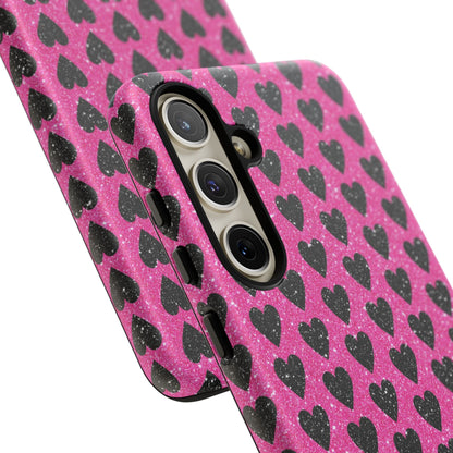 Black Hearts Glitter Samsung Galaxy Case - BOGO Cases