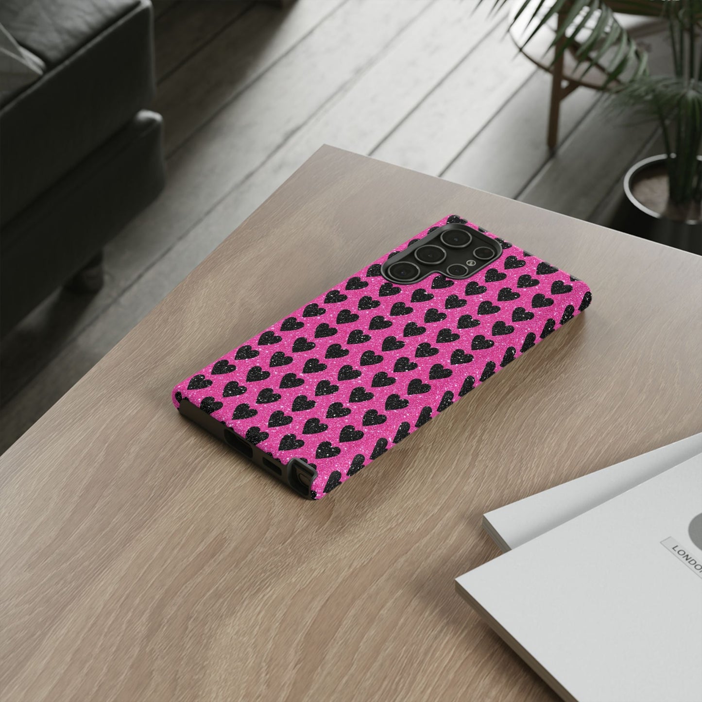Black Hearts Glitter Samsung Galaxy Case - BOGO Cases