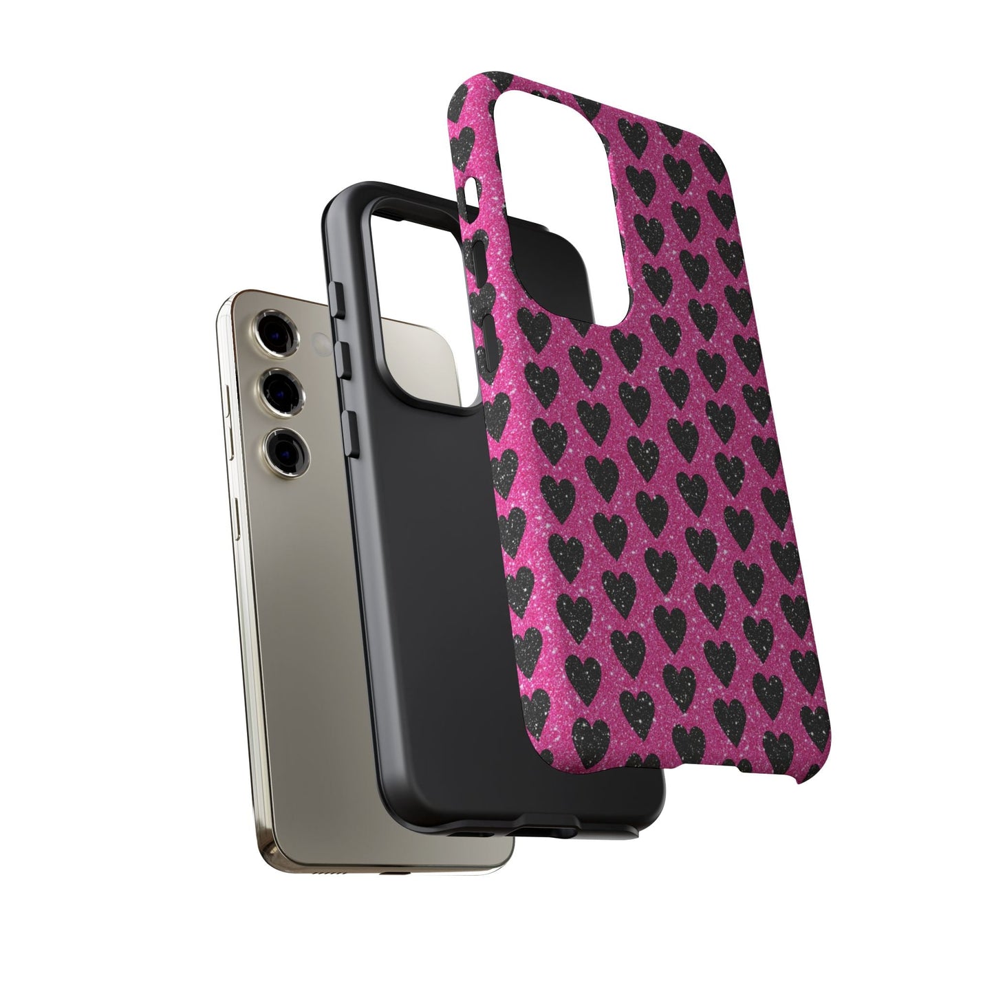Black Hearts Glitter Samsung Galaxy Case - BOGO Cases
