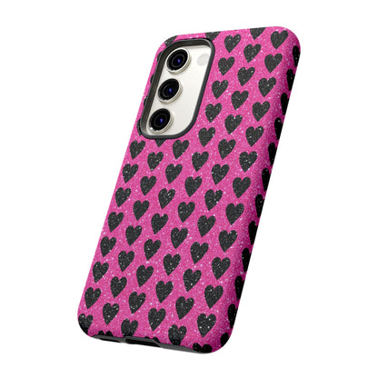 Black Hearts Glitter Samsung Galaxy Case - BOGO Cases