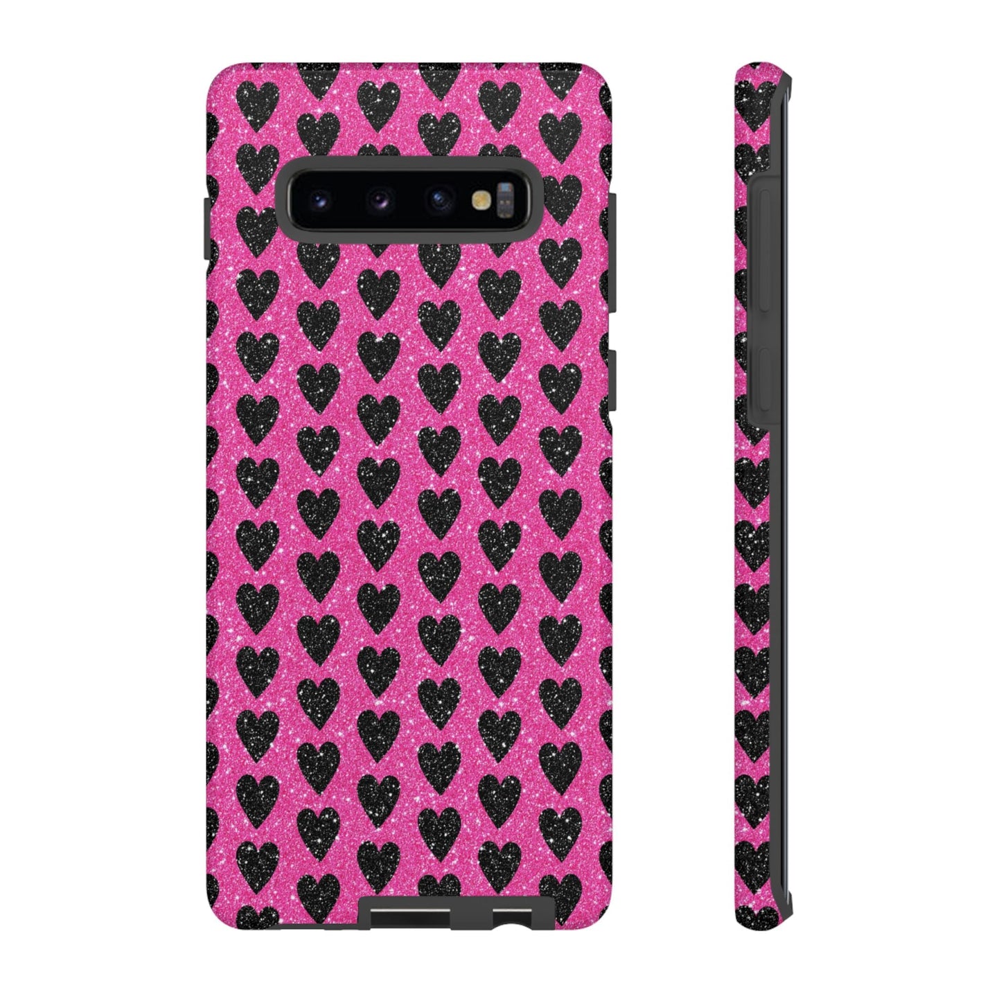 Black Hearts Glitter Samsung Galaxy Case - BOGO Cases