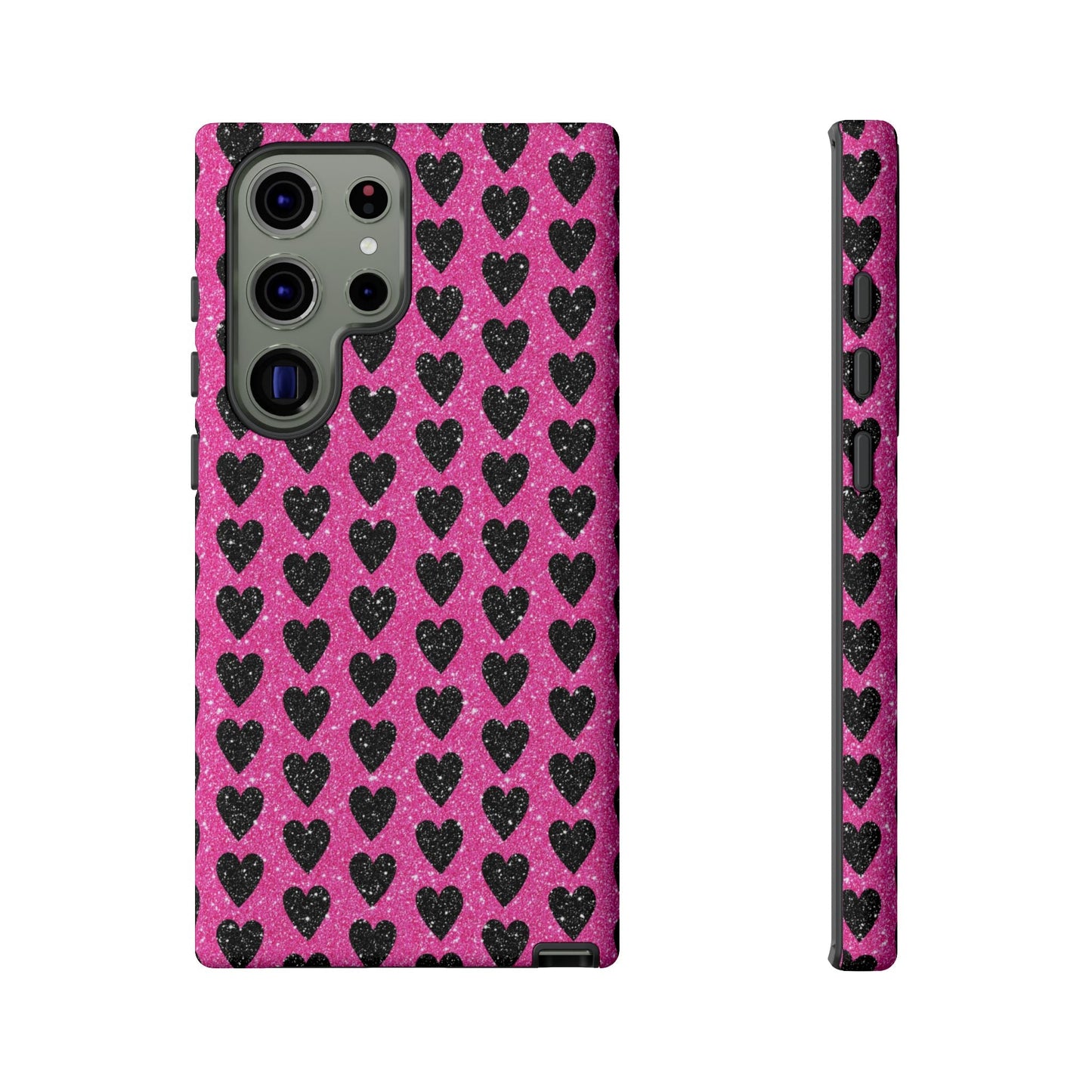 Black Hearts Glitter Samsung Galaxy Case - BOGO Cases