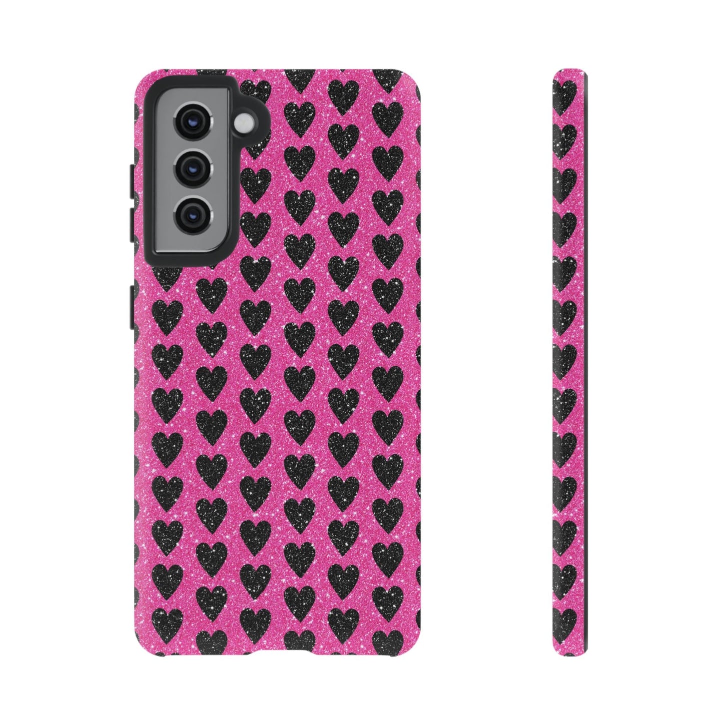 Black Hearts Glitter Samsung Galaxy Case - BOGO Cases