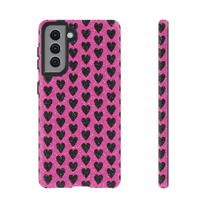 Black Hearts Glitter Samsung Galaxy Case - BOGO Cases