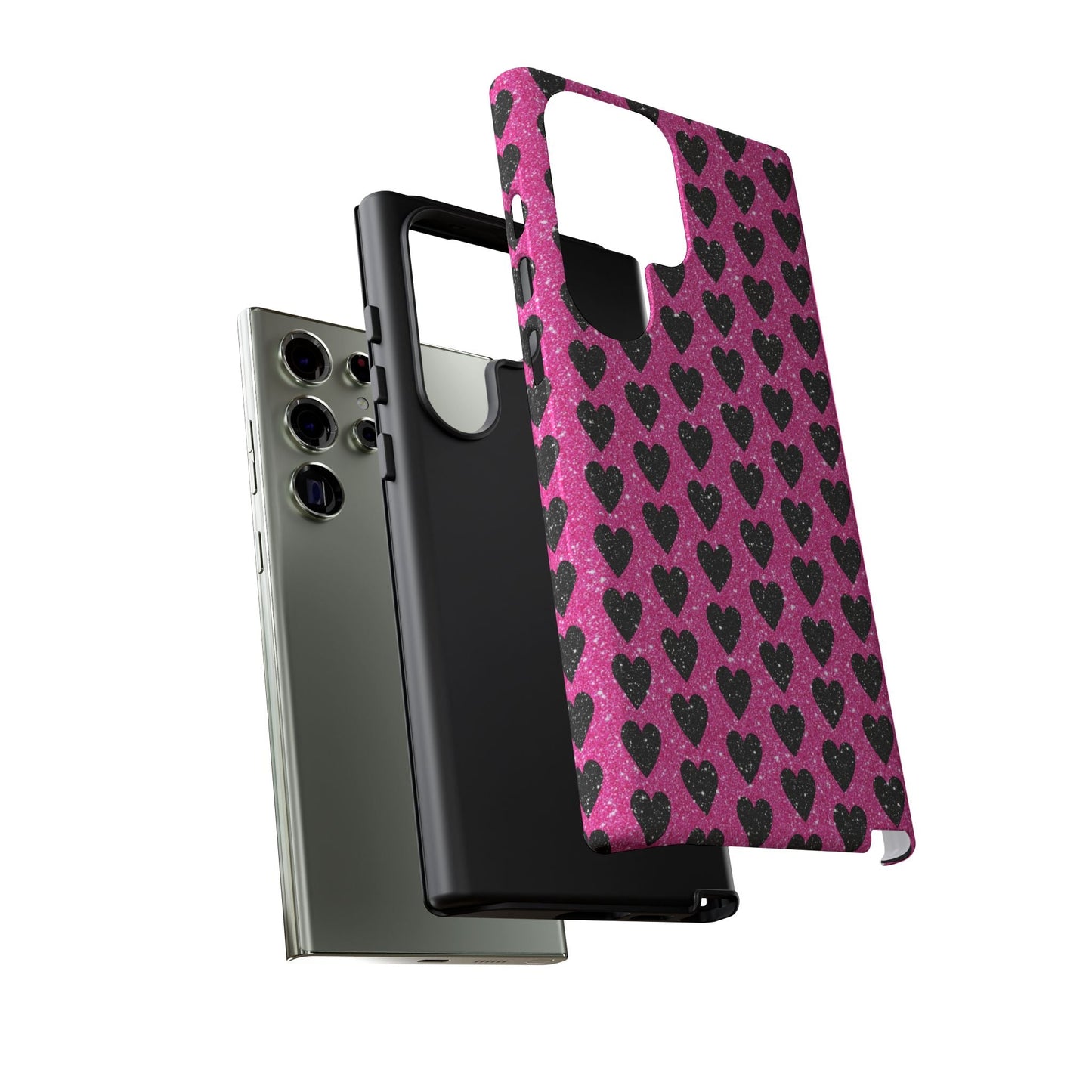Black Hearts Glitter Samsung Galaxy Case - BOGO Cases