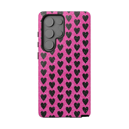 Black Hearts Glitter Samsung Galaxy Case - BOGO Cases