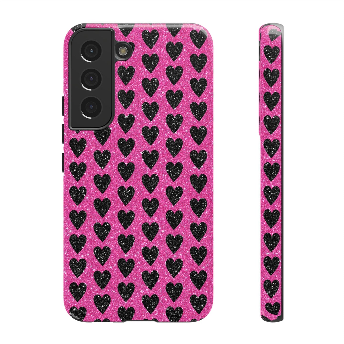 Black Hearts Glitter Samsung Galaxy Case - BOGO Cases
